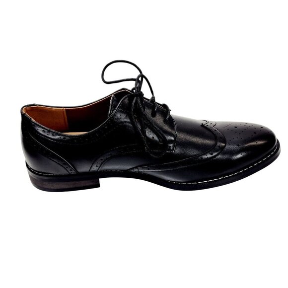 Mens Heez Black Leather Brogue Dress Shoes Size 11 New - Picture 10 of 14